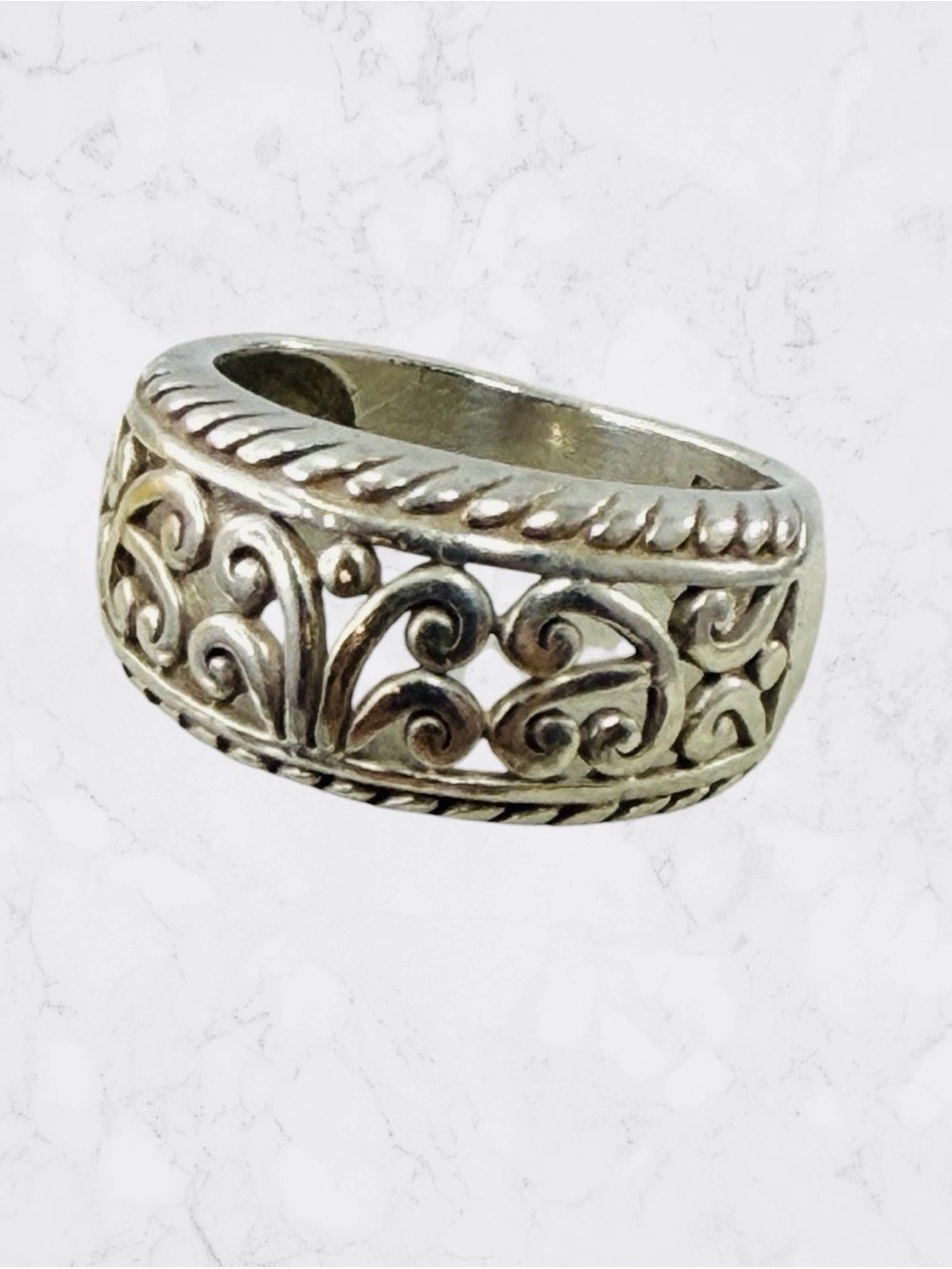 Cheryl Wadsworth CW Ring Sterling Silver 925 Band Scrollwork Filigree Size 7
